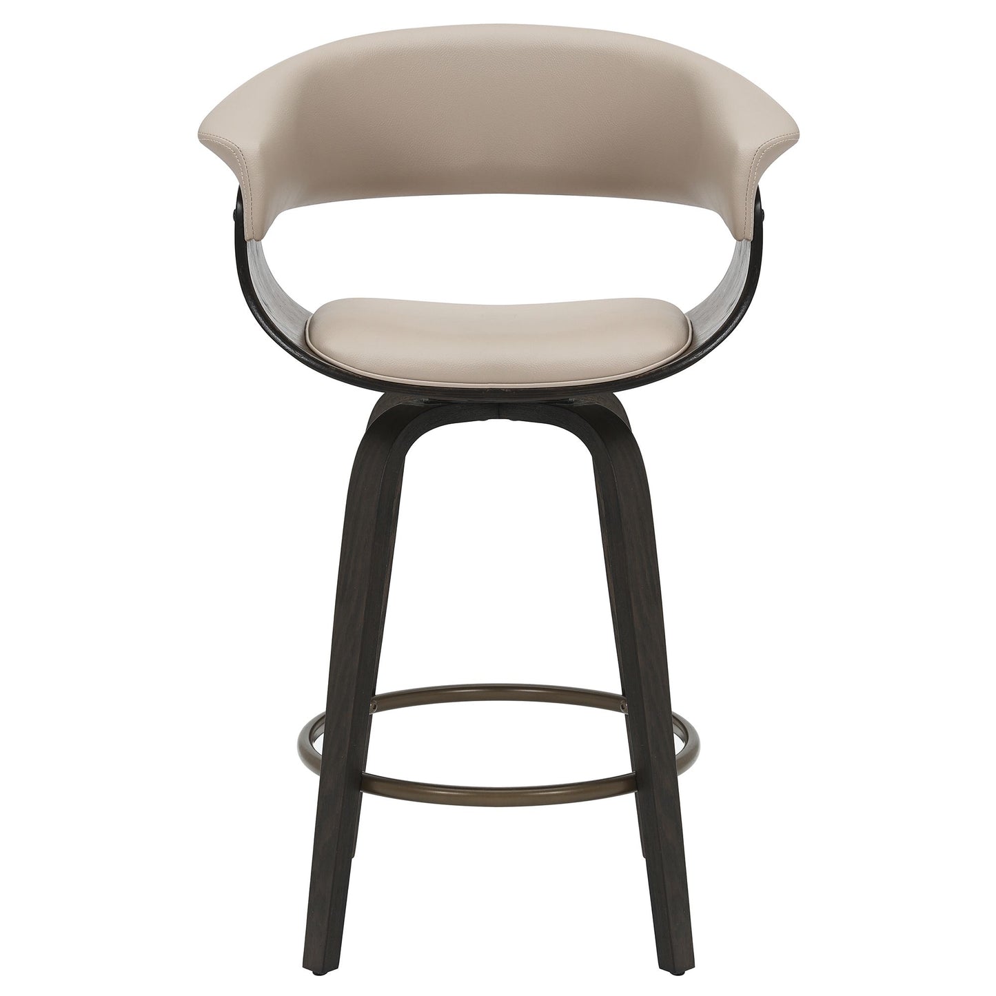 (HOLT MUSHROOM BEIGE- 2 PACK)- LEATHER FIXED HEIGHT COUNTER STOOLS