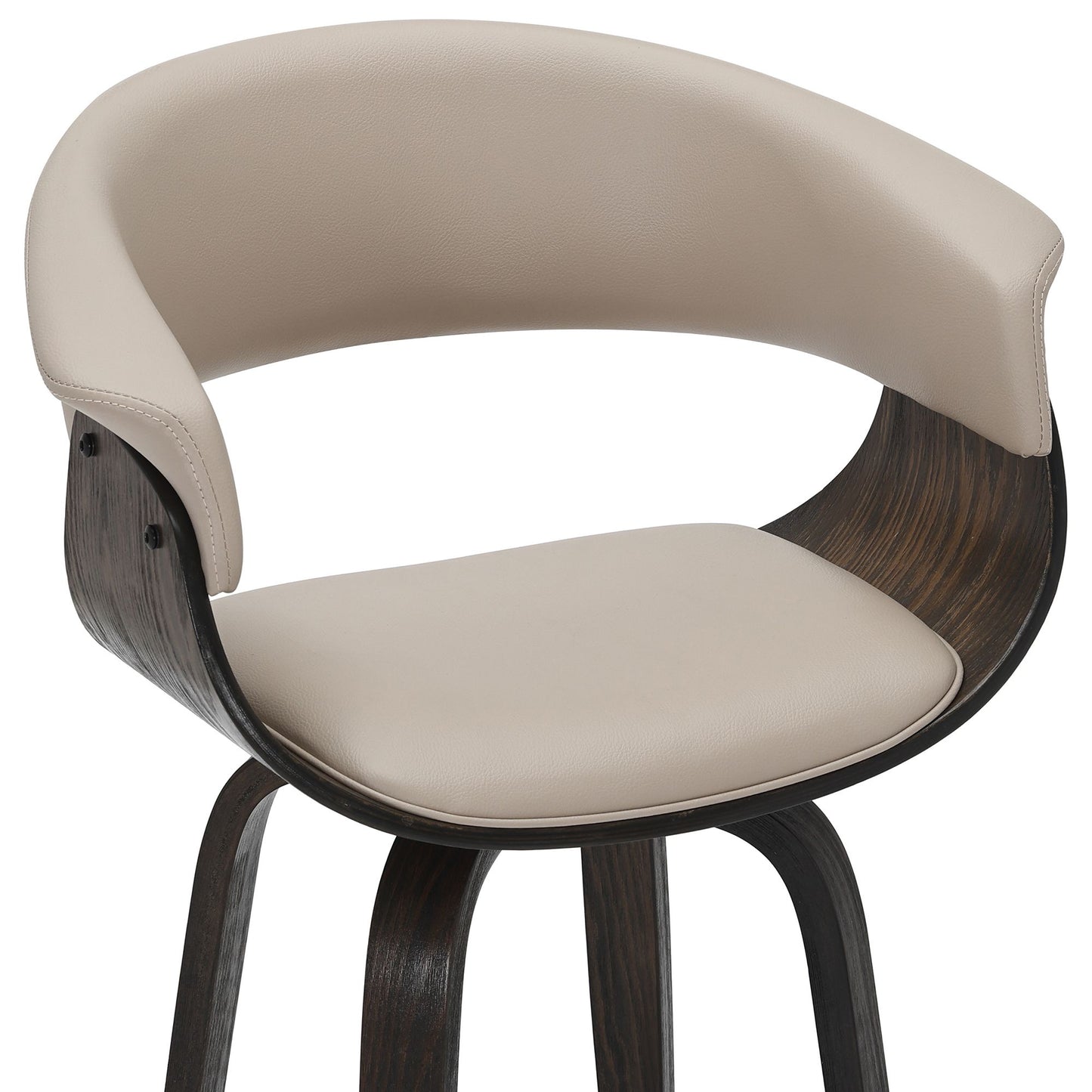 (HOLT MUSHROOM BEIGE- 2 PACK)- LEATHER FIXED HEIGHT COUNTER STOOLS