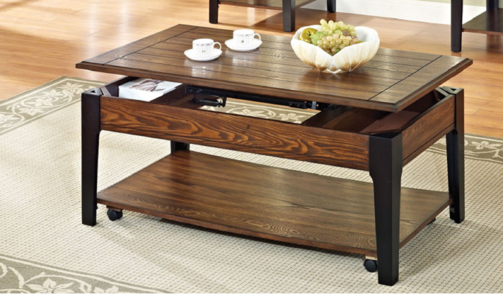 (2059 BROWN)- LIFT TOP- WOOD COFFEE TABLE