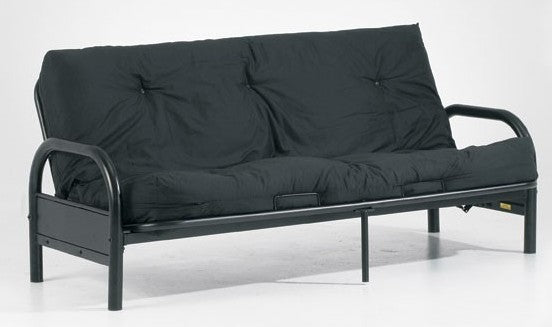 DOUBLE SIZE- (208- 8D BLACK)- METAL FUTON FRAME- WITH PROMO MATTRESS- INVENTORY CLEARANCE