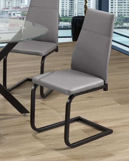 (210 GREY LEATHER- 2 PACK)- DINING CHAIRS