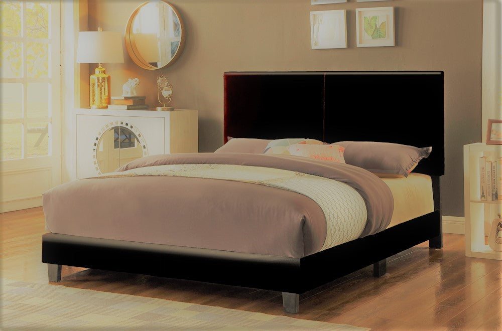 KING SIZE- (2110 ESPRESSO)- LEATHER BED FRAME- (BOX SPRING REQUIRED)