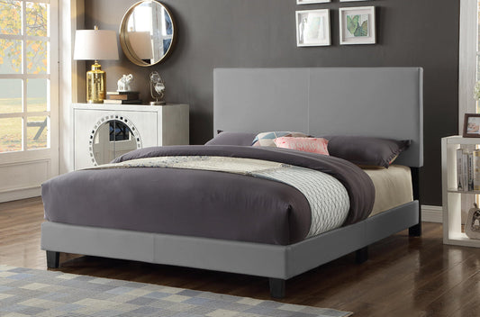 DOUBLE (FULL) SIZE- (2110 GREY LEATHER)- BED FRAME- (BOX SPRING REQUIRED)- out of stock until January 21, 2024