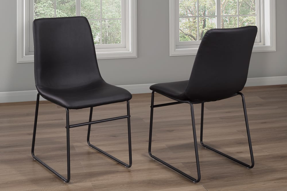 (211 BLACK- 2 PACK)- LEATHER DINING CHAIRS