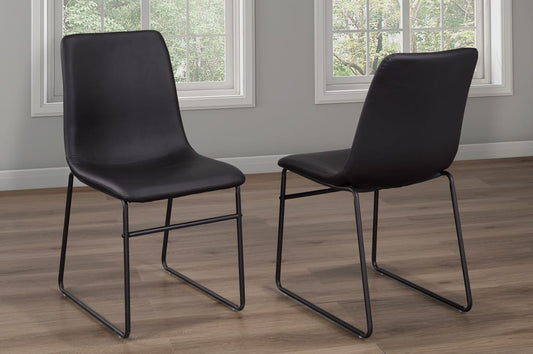 (211 BLACK- 2 PACK)- LEATHER DINING CHAIRS