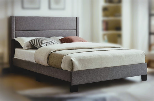 DOUBLE (FULL) SIZE- (2175 DARK GREY FABRIC)- BED FRAME IN A BOX