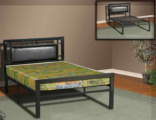 QUEEN SIZE- (2201 BLACK)- METAL BED FRAME- WITH SLATTED PLATFORM