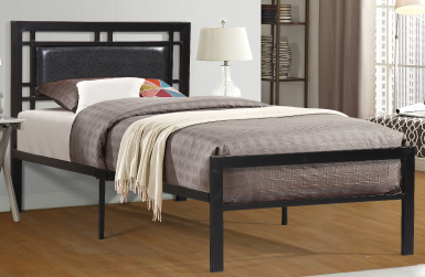 TWIN (SINGLE) SIZE- (2201 BLACK)- METAL BED FRAME- WITH SLATTED PLATFORM- INVENTORY CLEARANCE