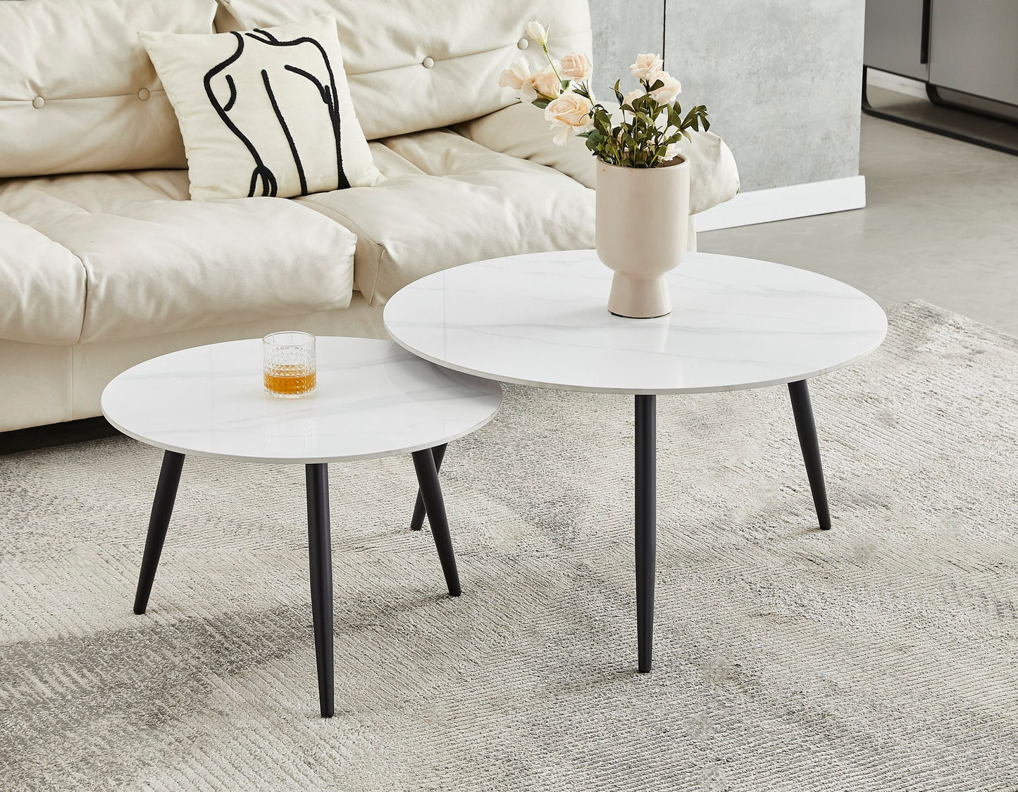 (2210 WHITE) - SINTERED STONE NESTING COFFEE TABLE