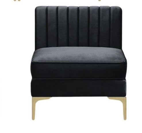 (2210 BLACK- 3)- VELVET FABRIC ARMLESS ACCENT CHAIR