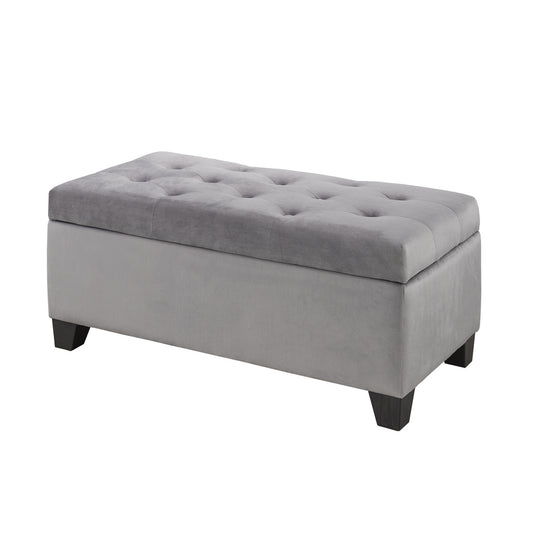 (22291 GREY)- 36" LONG- VELVET FABRIC STORAGE BENCH