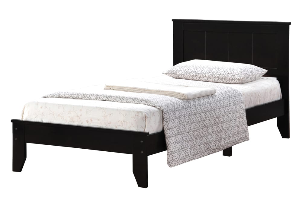 TWIN (SINGLE) SIZE- (2341 ESPRESSO)- WOOD BED FRAME- WITH SLATS- out of stock until December 27, 2023