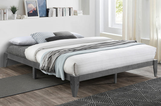 DOUBLE (FULL) SIZE- (2367 GREY)- WOOD PLATFORM BED FRAME- WITH SLATS
