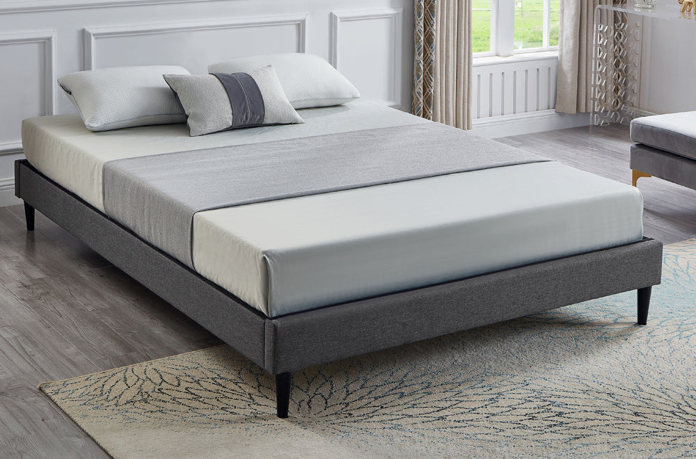KING SIZE- (2430 GREY)- FABRIC BED FRAME- WITH SLATS