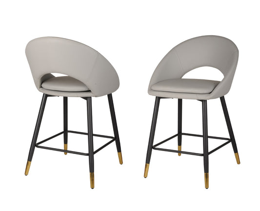 (24491 GREY- 2 PACK)- FABRIC- FIXED HEIGHT COUNTER STOOLS