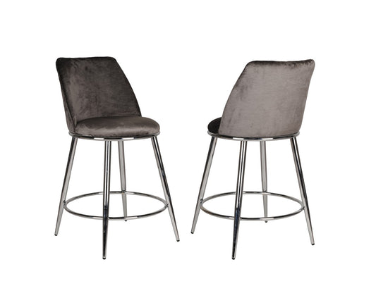 (24512 GREY- 2 PACK)- FABRIC- FIXED HEIGHT COUNTER STOOLS
