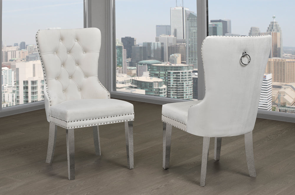 (247 CREAM- 2 PACK)- VELVET FABRIC- DINING CHAIRS