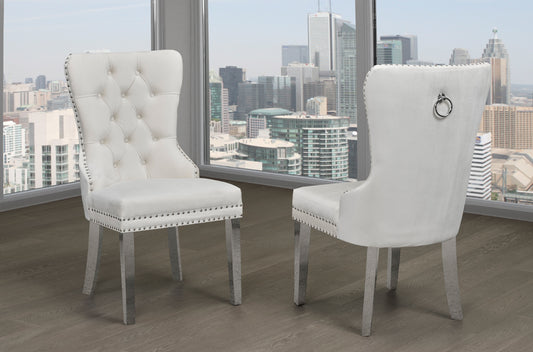 (247 CREAM- 2 PACK)- VELVET FABRIC- DINING CHAIRS