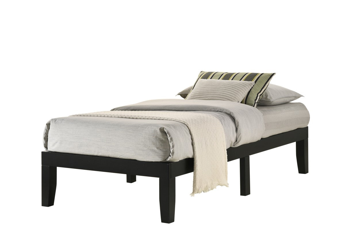 TWIN (SINGLE) SIZE- (529 BLACK)- WOOD PLATFORM BED FRAME- WITH SLATS