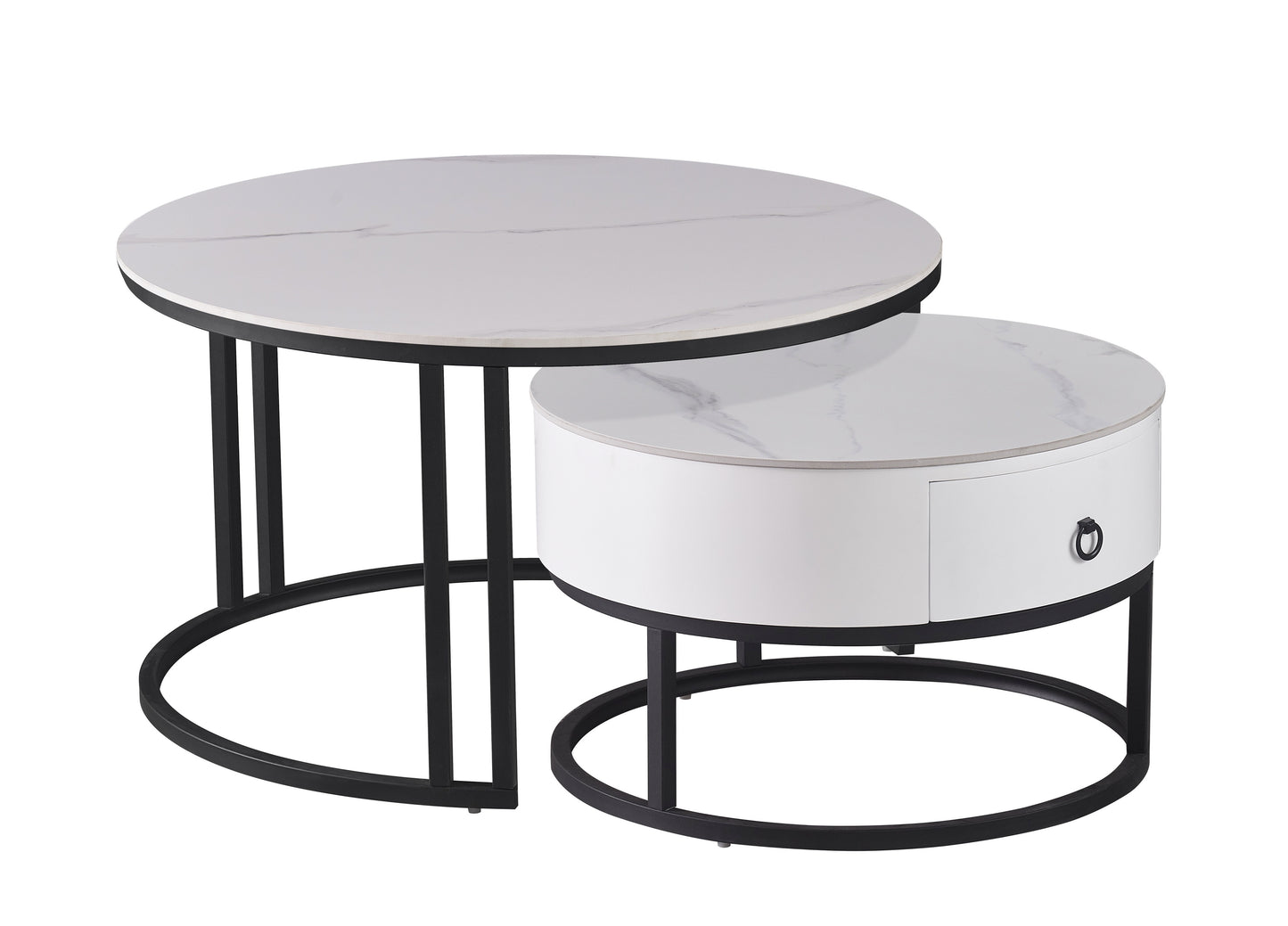 (2669 WHITE) - SINTERED STONE NESTING COFFEE TABLE- WITH DRAWER