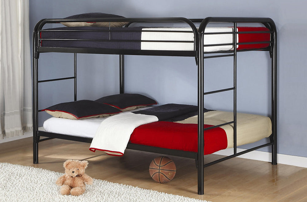 DOUBLE/ DOUBLE- (2830 BLACK)- METAL BUNK BED- out of stock until october 19, 2024