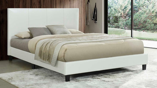 DOUBLE (FULL) SIZE- (UPTOWN WHITE)- LEATHER- BED FRAME- WITH SLATS