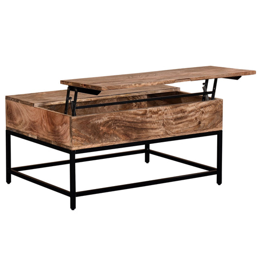 (OJAS BROWN- 1)- LIFT TOP WOOD COFFEE TABLE- WITH STORAGE