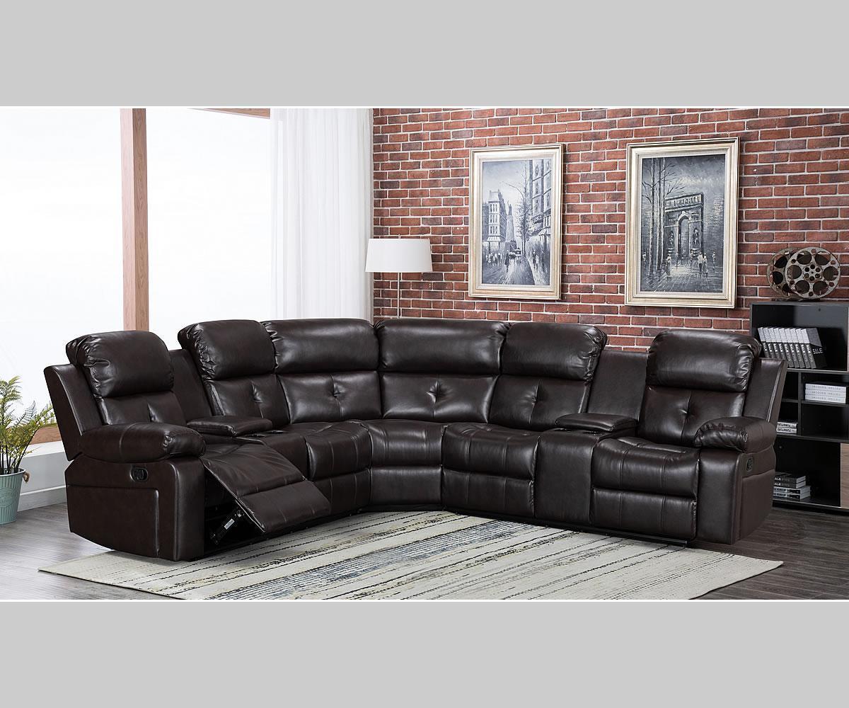 (MARCEL BROWN)- LEATHER GEL RECLINER SECTIONAL SOFA