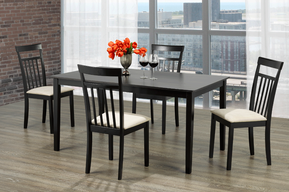 (3106- 3105 ESPRESSO- 5)- 48" LONG WOOD DINING TABLE- WITH 4 CHAIRS