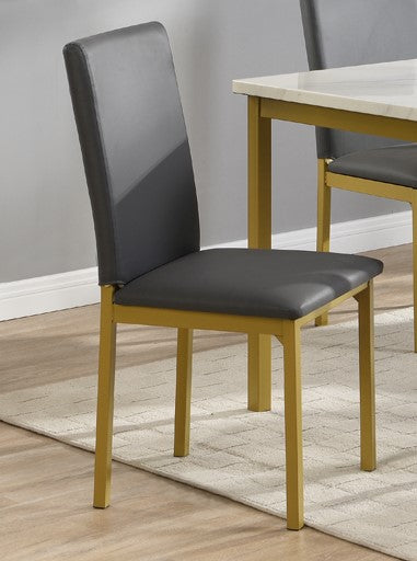 (3204 GREY AND GOLD- 2 PACK)- LEATHER DINING CHAIRS