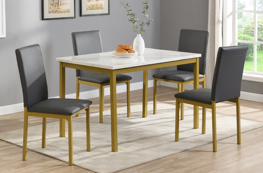(3204 WHITE- 5)- WOOD DINING TABLE- WITH 4 CHAIRS
