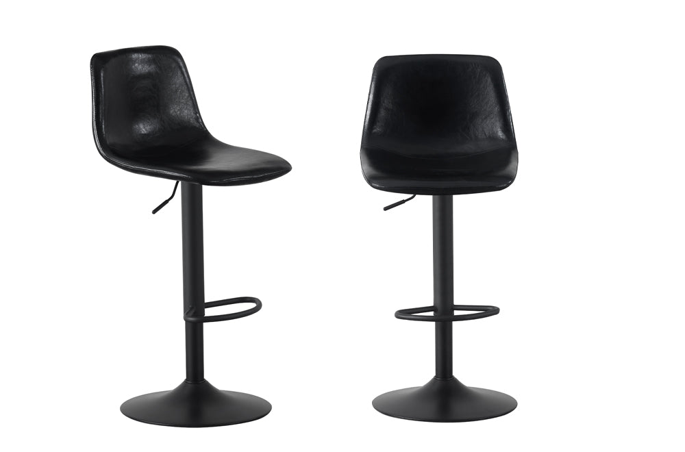 (3299 BLACK- 2 PACK)- LEATHER- ADJUSTABLE BAR STOOLS
