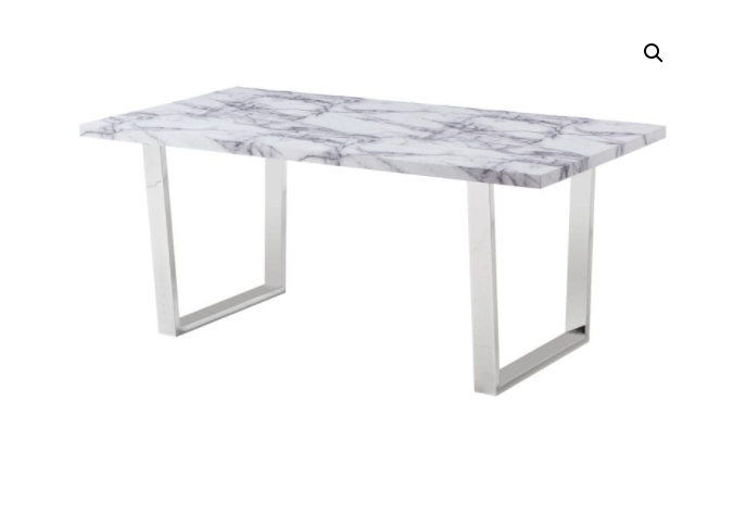 (3355- 210 WHITE- 7)- 71" long- MARBLE LOOK DINING TABLE- WITH 6 CHAIRS