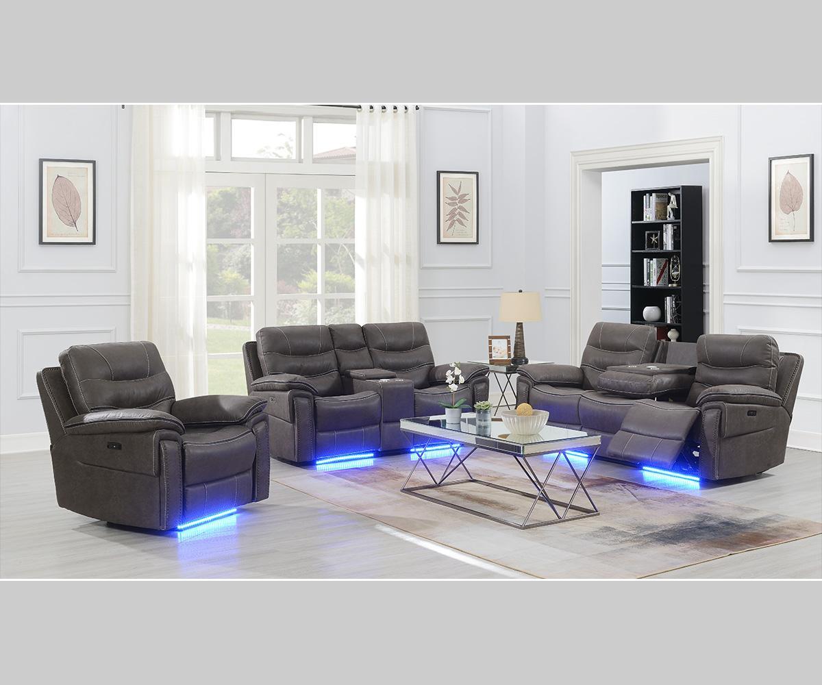 (MORGAN GREY SLC)- LEATHER POWER RECLINER 3 PC. SOFA SET- TEXT OR WHATSAPP 416 319 8851 FOR STOCK AVAILABILITY BEFORE PAYING