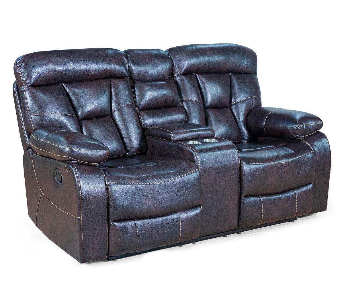 (GASTON BROWN SLC)- LEATHER MANUAL RECLINER 3 PC. SOFA SET- TEXT OR WHATSAPP 416 319 8851 FOR STOCK AVAILABILITY BEFORE PAYING
