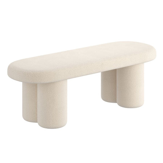 (AZORO CREAM)- 47.25" LONG BOUCLE FABRIC BENCH