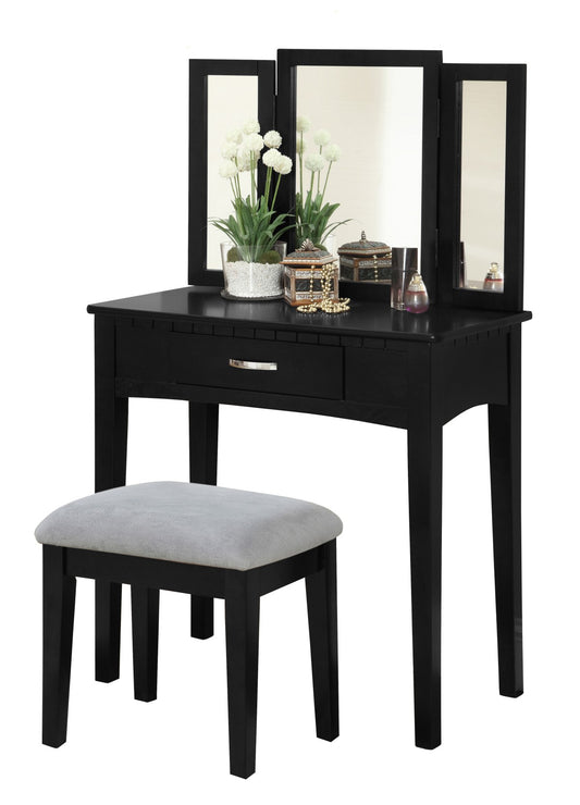 (4049 BLACK)- WOOD VANITY SET