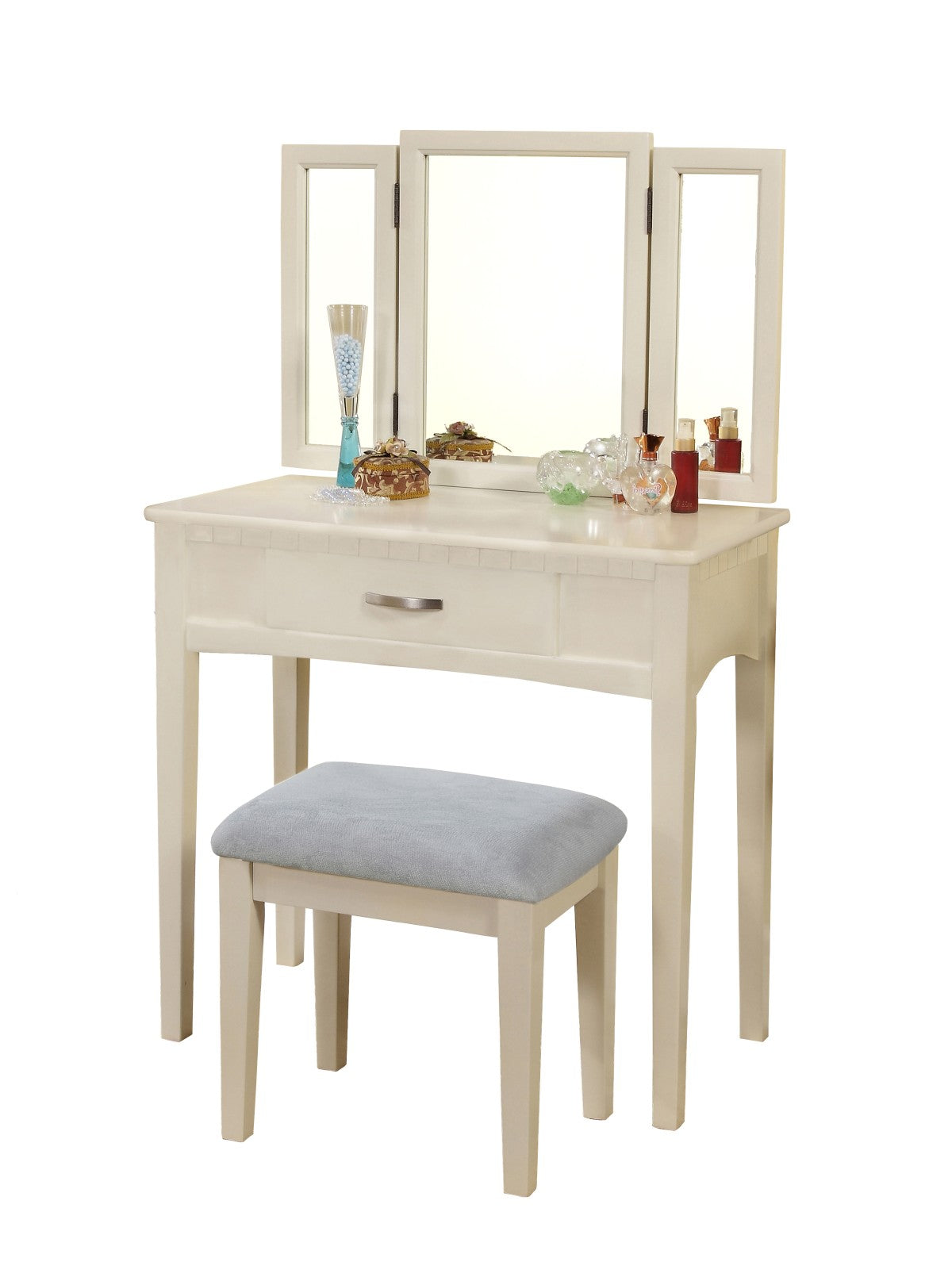 (4049 WHITE)- WOOD VANITY SET