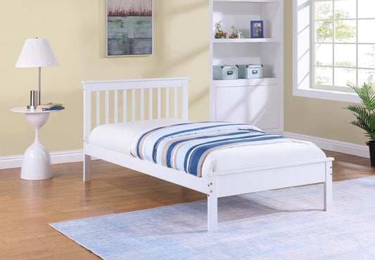TWIN (SINGLE) SIZE- (415 WHITE)- WOOD BED FRAME- WITH SLATS