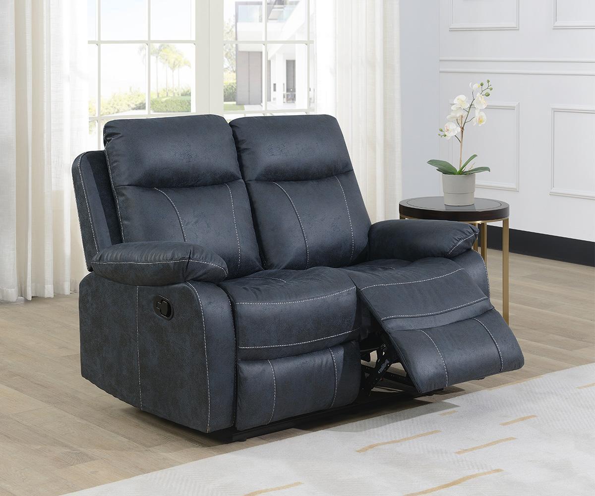 (BRISTOL BLUE SLC)- FABRIC MANUAL RECLINER 3 PC. SOFA SET- TEXT OR WHATSAPP 416 319 8851 FOR STOCK AVAILABILITY BEFORE PAYING