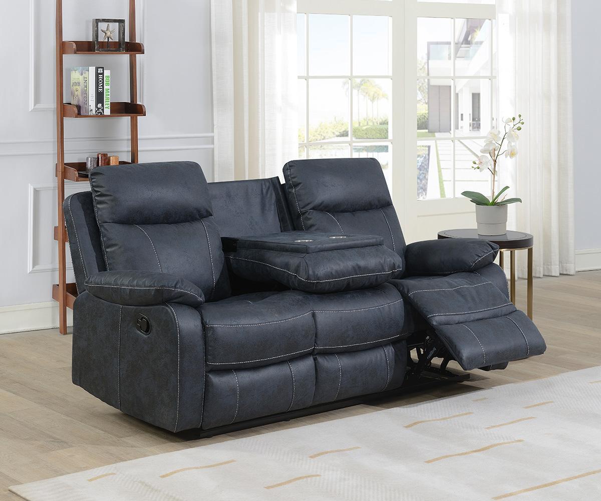 (BRISTOL BLUE SLC)- FABRIC MANUAL RECLINER 3 PC. SOFA SET- TEXT OR WHATSAPP 416 319 8851 FOR STOCK AVAILABILITY BEFORE PAYING