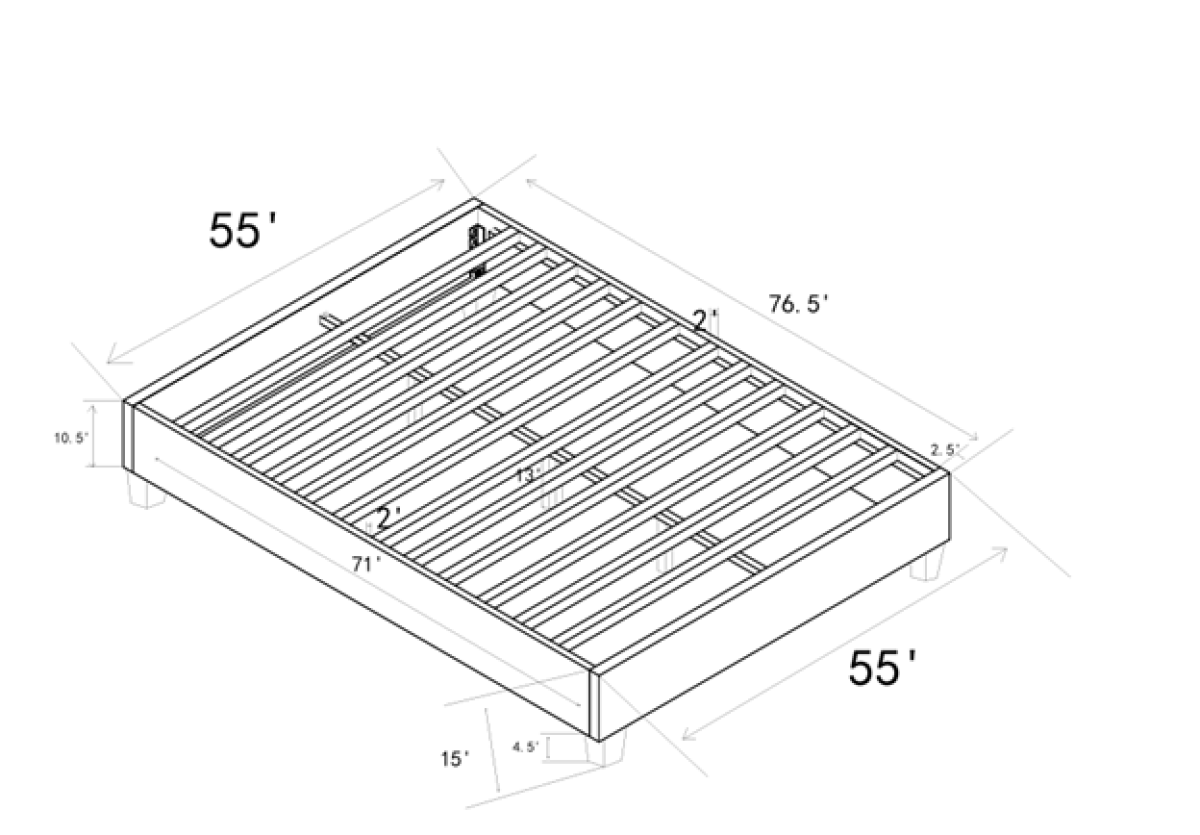 DOUBLE (FULL) SIZE- (DOUGLAS 151153 GREY)- FABRIC PLATFORM BED FRAME- WITH SLATS