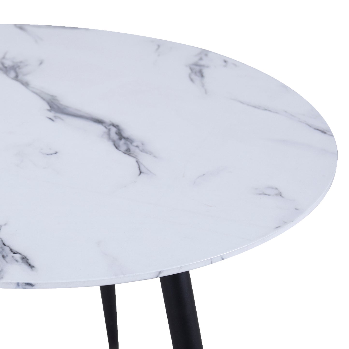 (EMERY ROUND WHITE)- WOOD ACCENT TABLE