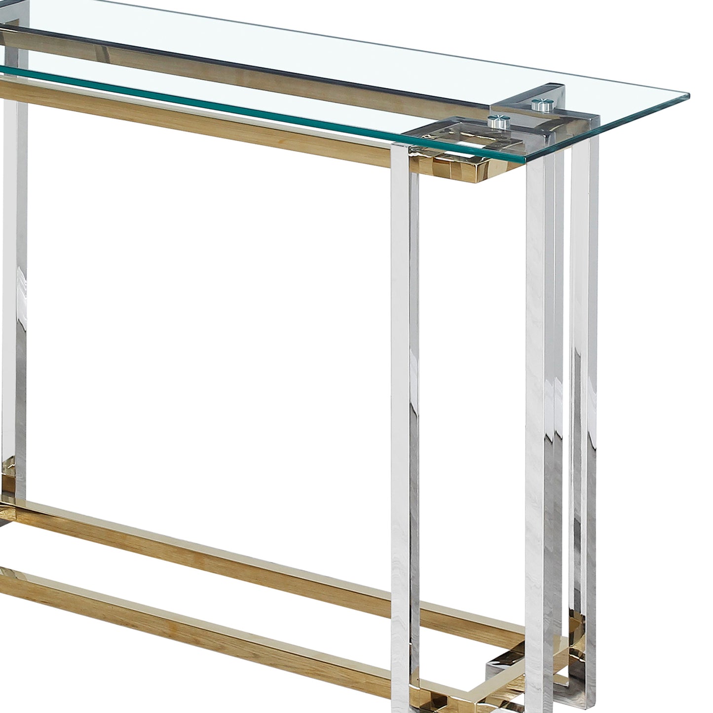 (FLORINA GOLD)- GLASS CONSOLE TABLE- WITH SHELF