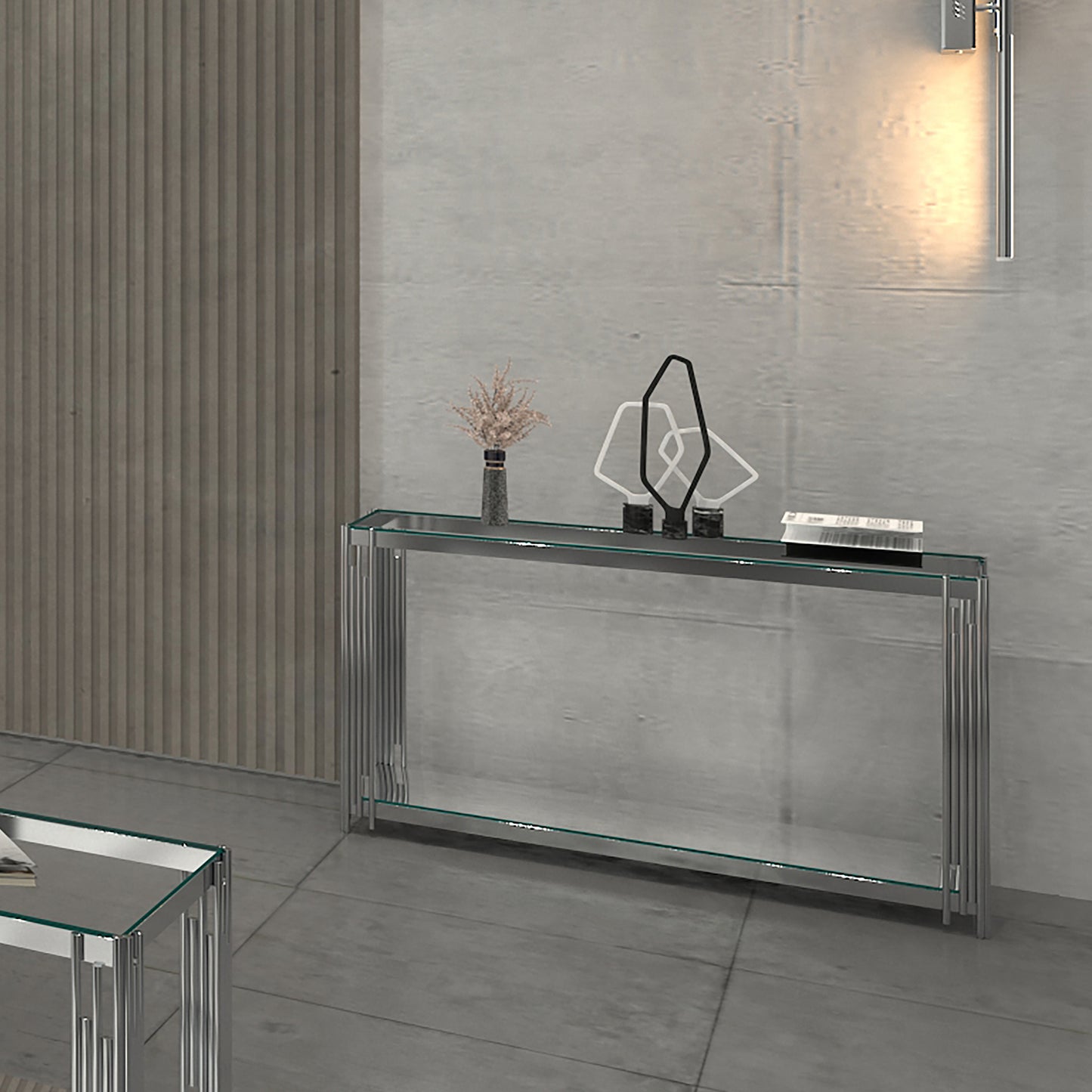 (ESTREL SILVER)- GLASS CONSOLE TABLE