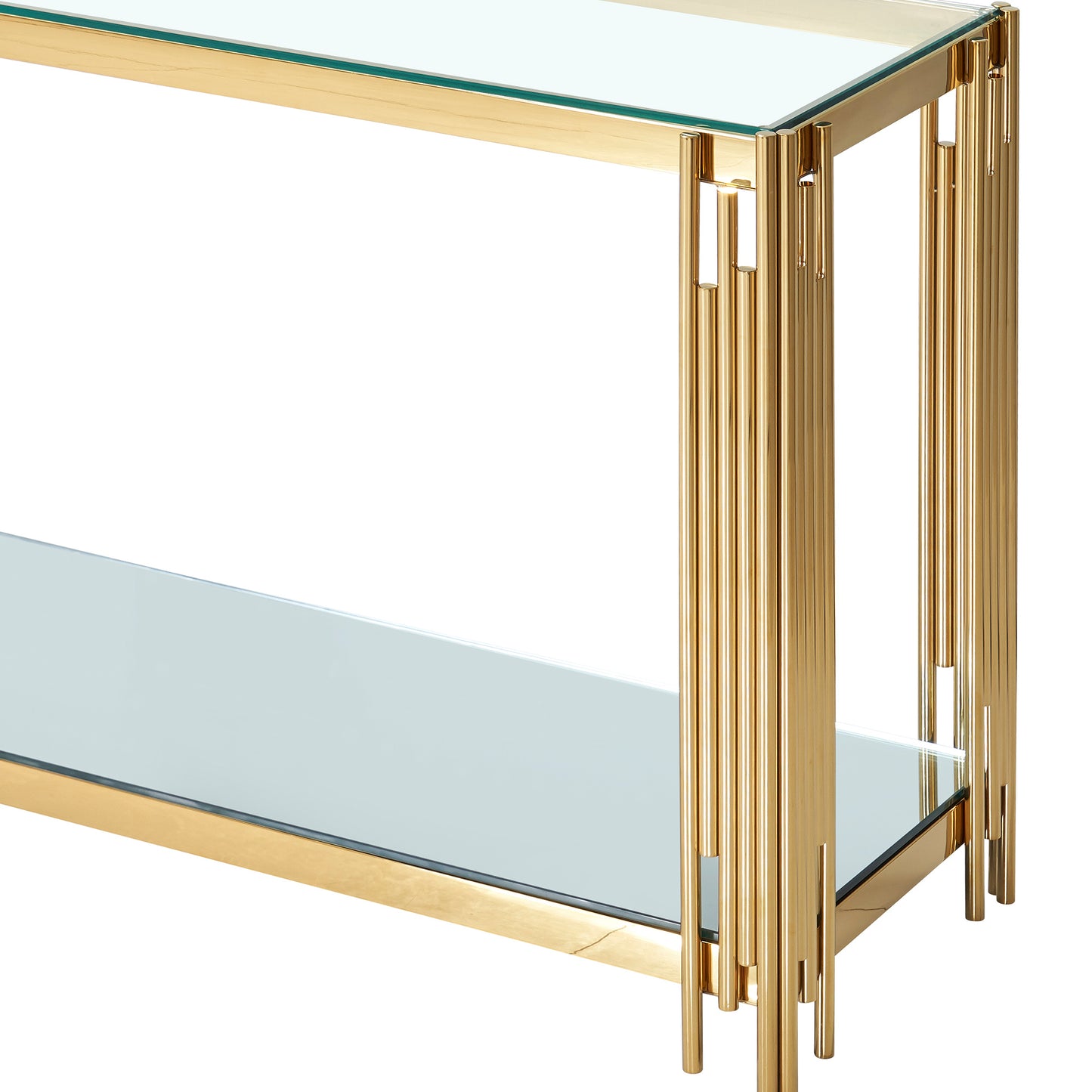 (ESTREL GOLD)- GLASS CONSOLE TABLE