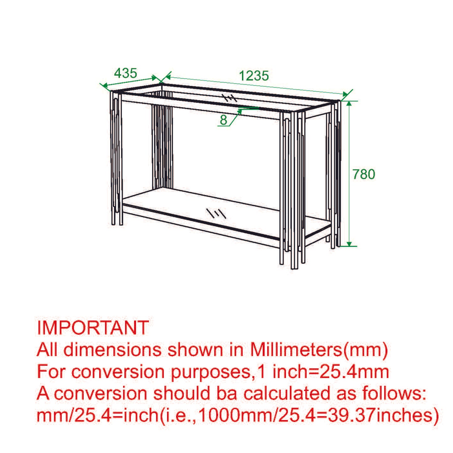 (ESTREL GOLD)- GLASS CONSOLE TABLE