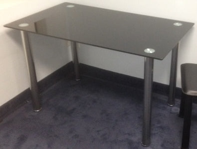 (5062 DISCO BLACK- 1)- 47" long- GLASS COMPUTER/ DINING TABLE- INVENTORY CLEARANCE