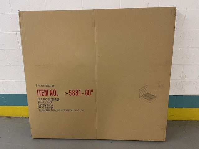 QUEEN SIZE- (5881 BLACK)- VELVET FABRIC BED FRAME- WITH SLATS- INVENTORY CLEARANCE