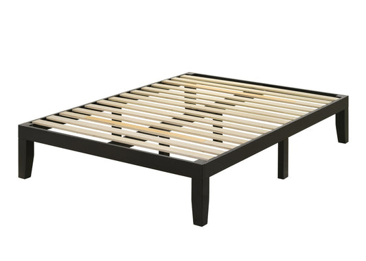 QUEEN SIZE- (529 BLACK)- WOOD PLATFORM BED FRAME- WITH SLATS